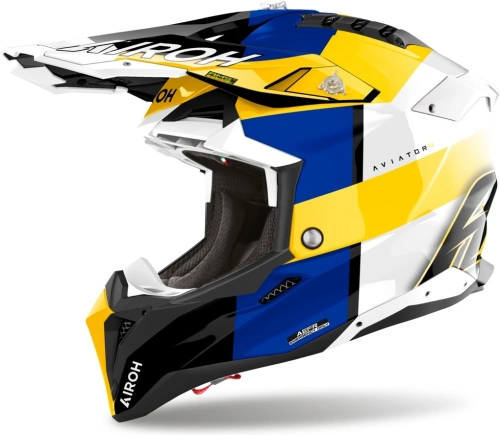Přilba AVIATOR 3 Monarch, AIROH (modrá/žlutá lesklá) 2025