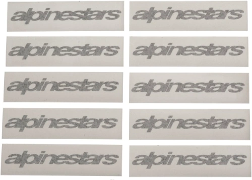 Samolepky ALPINESTARS Wordmark s čírym podkladom, ALPINESTARS (dĺžka 15cm, sada 10ks, mix farieb)