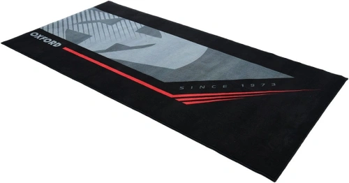 Textilný koberec pod motocykel SPORT L, OXFORD (červená/sivá/čierna, rozmer 200 x 100 cm, spĺňajúci predpisy FIM)