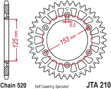 Hliníková řetězová rozeta JT JTA 210-40RED 40 zubů, 520 červená JTA210.40RED (1)