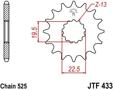 Reťazové koliesko JTF 433-16 16 zubov, 525