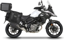 Kompletní sada sedlových brašen SHAD TERRA TR40 a  černého hliníkového 55L topcase, včetně montážní sady SHAD SUZUKI DL 650 V-Strom