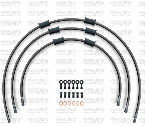 STANDARD Hadica prednej brzdy sada Venhill POWERHOSEPLUS SUZ-6013FB-BK (3 hadice v sade) čiernej hadice, čierne koncovky