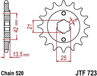 Reťazové koliesko pre sekundárne reťaze typu 520, JT - Anglicko (14 zubov) M290-3102-14