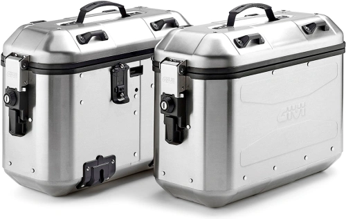 DLMK36APACK2 pravý + levý kufr GIVI Dolomiti 36 Trekker hliníkový stříbrný (boční), objem 2x36 ltr.
