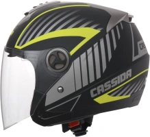 Otvorená prilba na motorku Cassida Magnum s dlhým plexi - čierna / sivá / žltá fluo - XS (4)