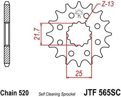 Reťazové koliesko JTF 565-14SC 14 zubov, 520