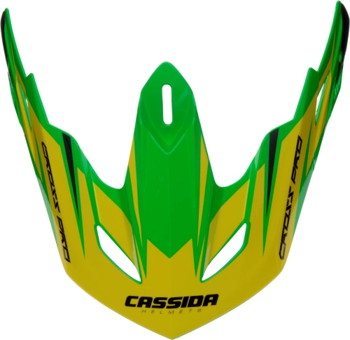 Šilt pre prilby Cross Pro, CASSIDA - ČR (zelená / žltá fluo / čierna, seriová dĺžka šiltu)