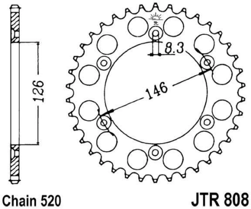 Reťazová rozeta JTR 808-43 43 zubov, 520