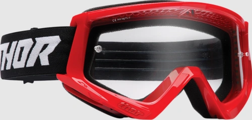 Motokrosové okuliare Thor Combat Racer - červená/čierna, číre Anti-Fog plexi (s čapy pre sľudy)