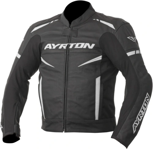 Športová pánska, kožená, motocyklová bunda Ayrton Raptor - čierna / biela
