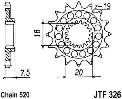 Reťazové koliesko JTF 326-12 12 zubov, 520