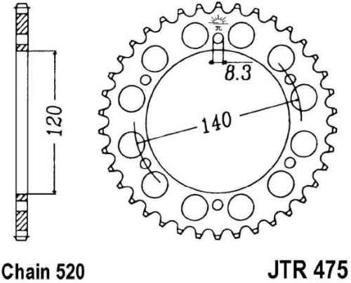 Reťazová rozeta JTR 475-44 44 zubov, 520