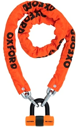 Reťazový zámok na motocykel Heavy Duty, OXFORD (oranžový plášť, dĺžka 1,5 m)